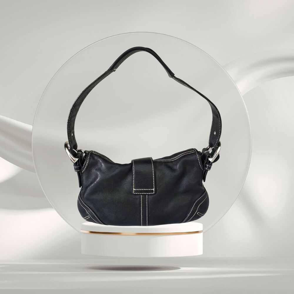 Vintage Coach Soho 9247 Black Leather Y2K Shoulder Bag Cool Girl Downtown - Picture 2 of 15